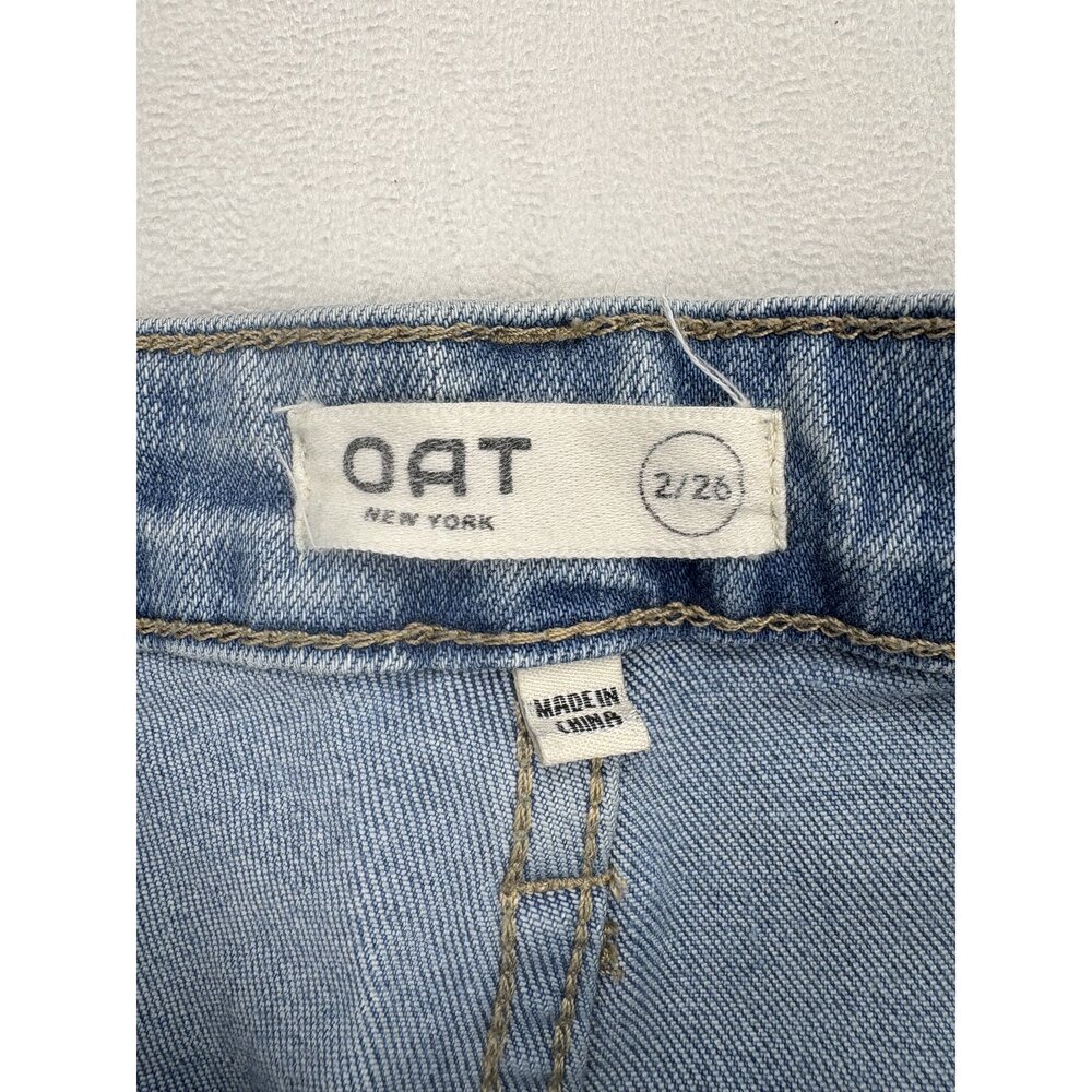 Oat Wide Leg Jeans Size 2 Light Wash Raw Hem - Picture 4 of 12